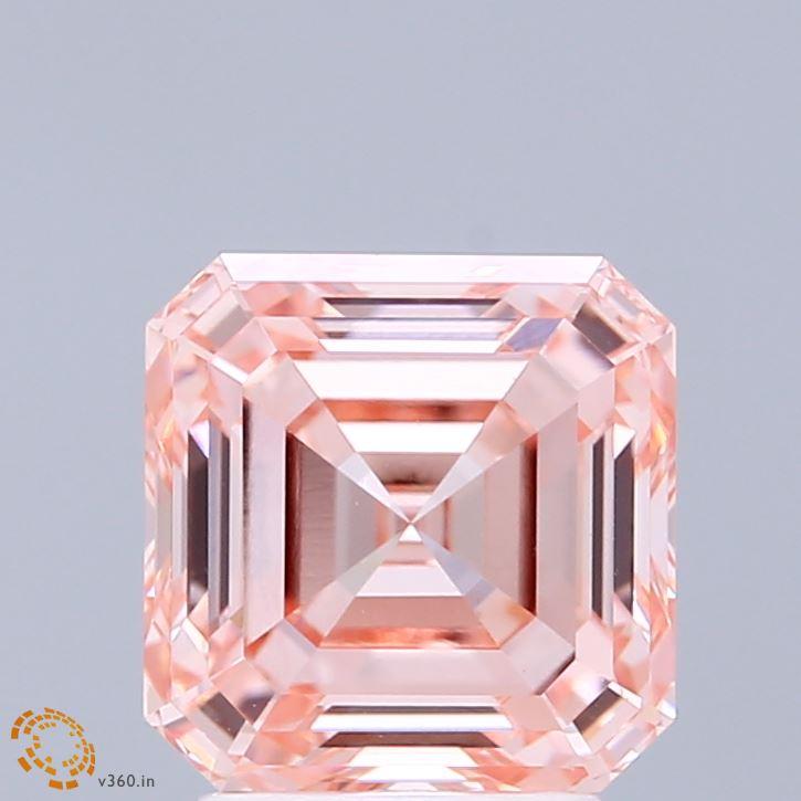 3.01 Ct. Fancy Intense Pink Asscher Lab Grown Diamond
