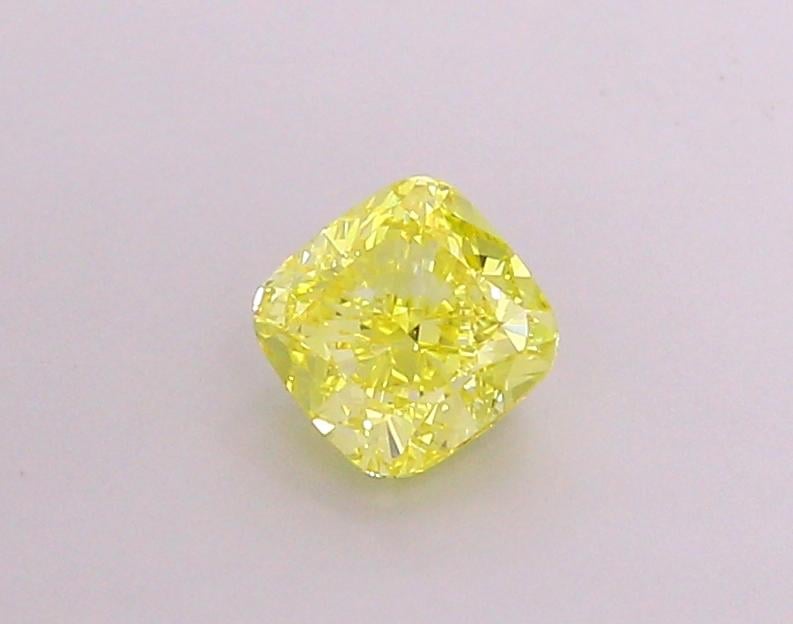 1.02 Ct. Fancy Vivid  Yellow Cushion Lab Grown Diamond