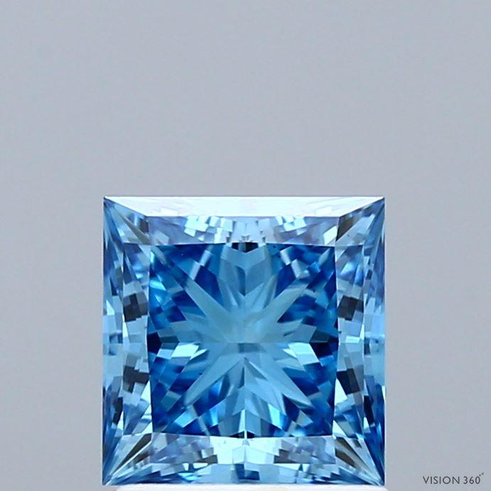 1.53 Ct. Fancy Vivid Blue Princess Lab Grown Diamond