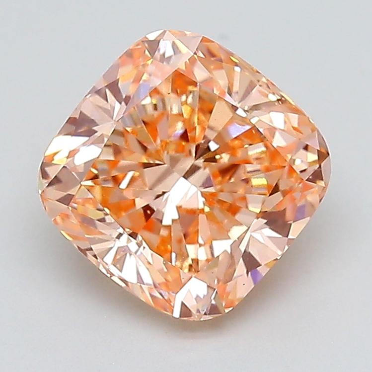 3.02 Ct. Fancy Vivid Orangy Pink Cushion Lab Grown Diamond
