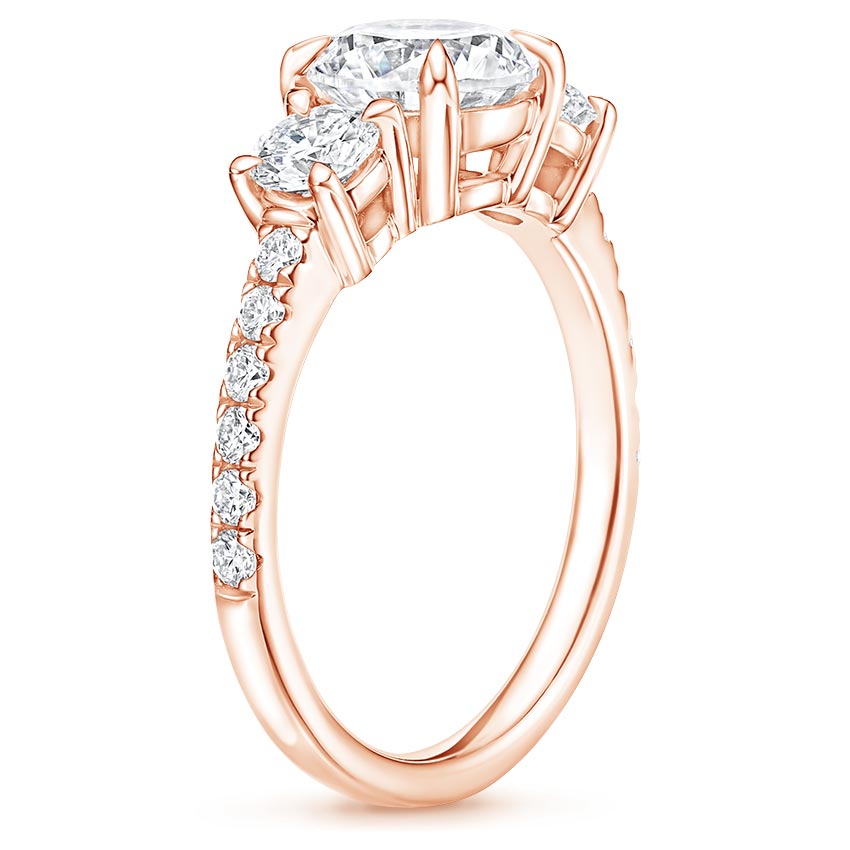 14K Rose Gold Constance Three Stone Diamond Ring (3/4 ct. tw.), large side view