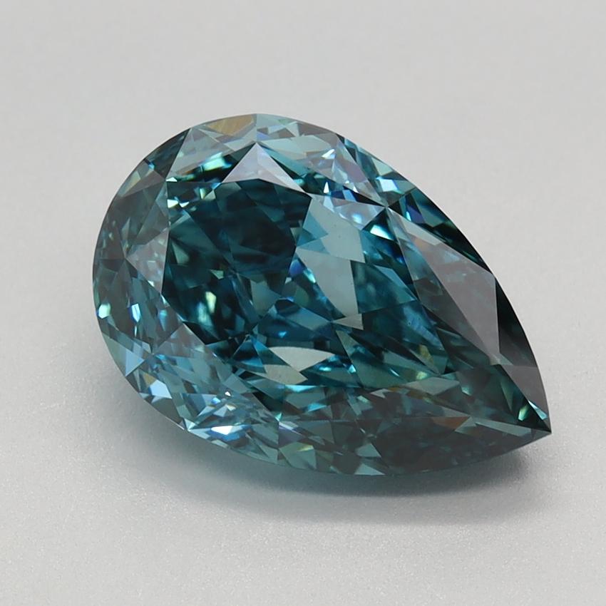 2.68 Ct. Fancy Vivid Greenish Blue Pear Lab Grown Diamond