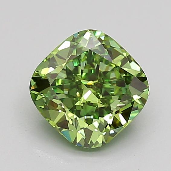 1.08 Ct. Fancy Vivid Green Cushion Lab Grown Diamond