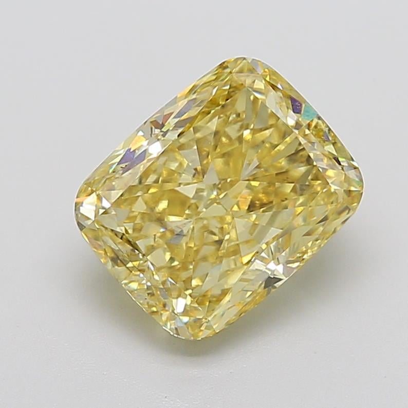 6.19 Ct. Fancy Intense  Yellow Cushion Lab Grown Diamond