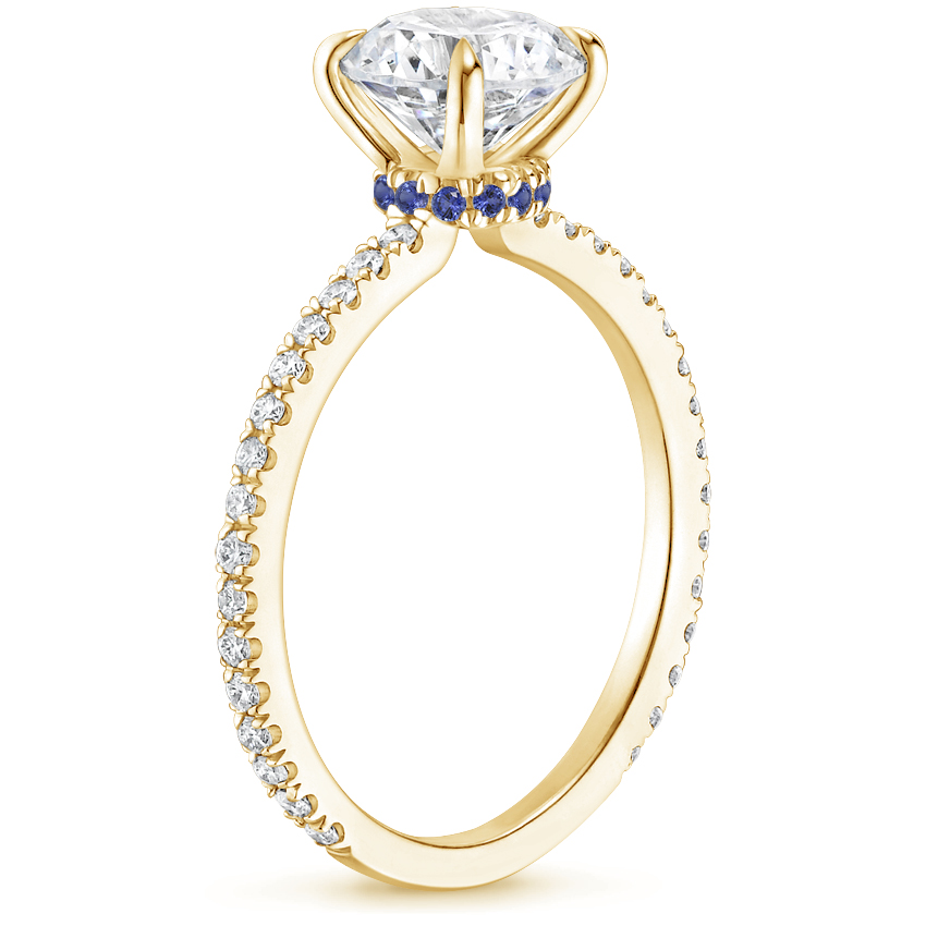 18K Yellow Gold Demi Diamond Ring with Sapphire Accents (1/4 ct. tw.), large side view