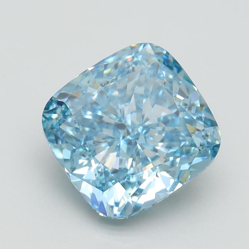 3.00 Ct. Fancy Vivid Blue Cushion Lab Grown Diamond