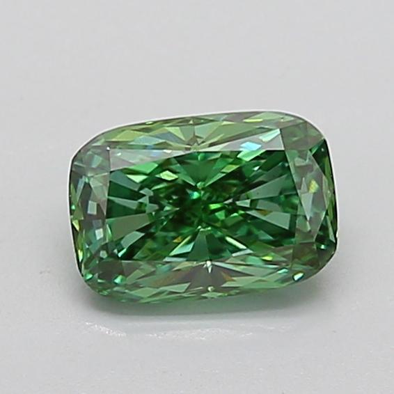 1.06 Ct. Fancy Vivid  Green Cushion Lab Grown Diamond