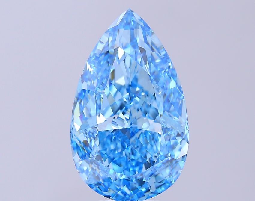 10.06 Ct. Fancy Vivid Blue Pear Lab Grown Diamond