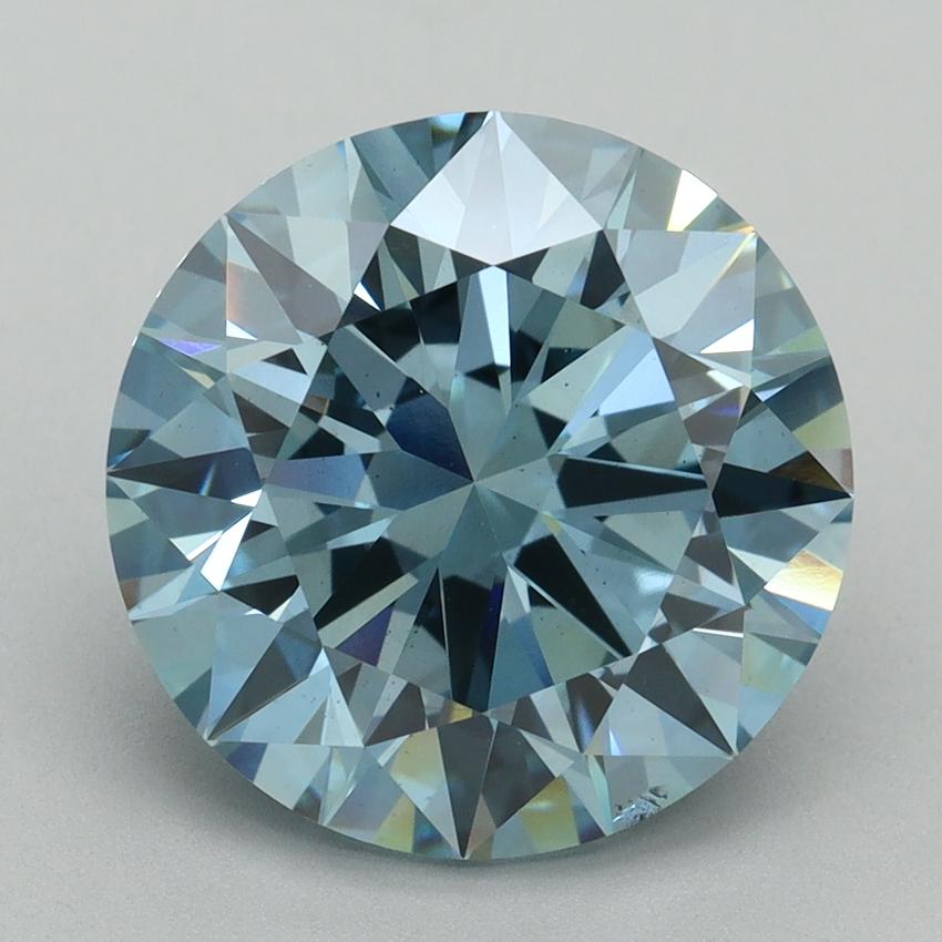 6.01 Ct. Fancy Vivid Blue Round Lab Grown Diamond