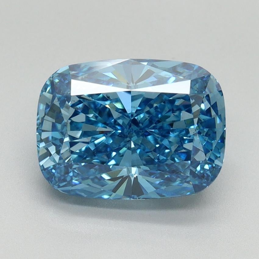 3.02 Ct. Fancy Vivid Blue Cushion Lab Grown Diamond