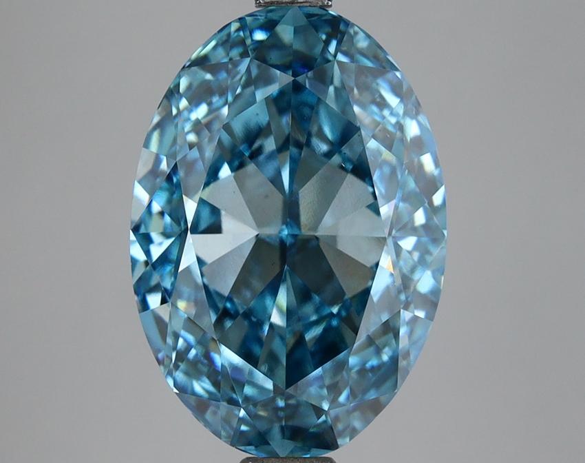 6.04 Ct. Fancy Vivid Blue Oval Lab Grown Diamond