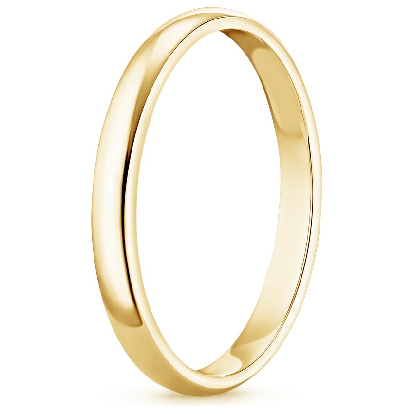 18K Yellow Gold 2mm Slim Profile Wedding Ring, large side view