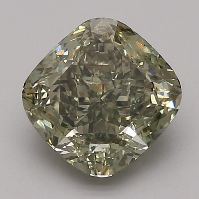 2.22 Ct. Fancy Intense Green Cushion Lab Grown Diamond