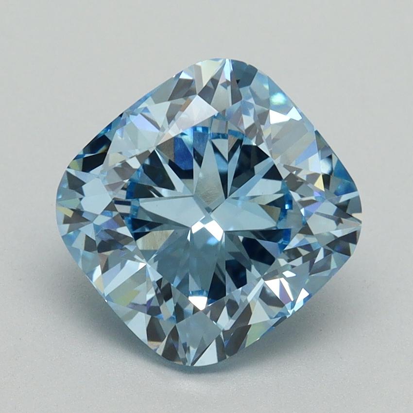 3.06 Ct. Fancy Vivid Blue Cushion Lab Grown Diamond