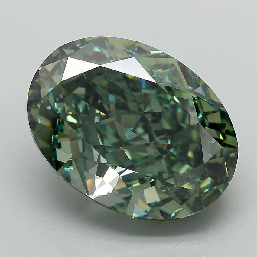 9.39 Ct. Fancy Vivid Bluish Green Oval Lab Grown Diamond