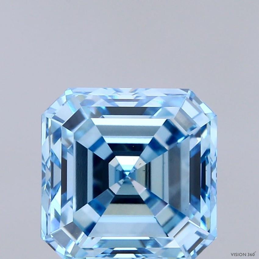 5.04 Ct. Fancy Vivid Blue Asscher Lab Grown Diamond