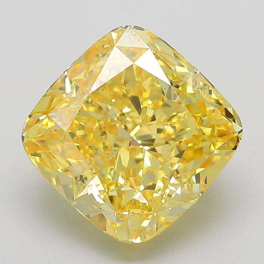 6.26 Ct. Fancy Vivid Yellow Cushion Lab Grown Diamond