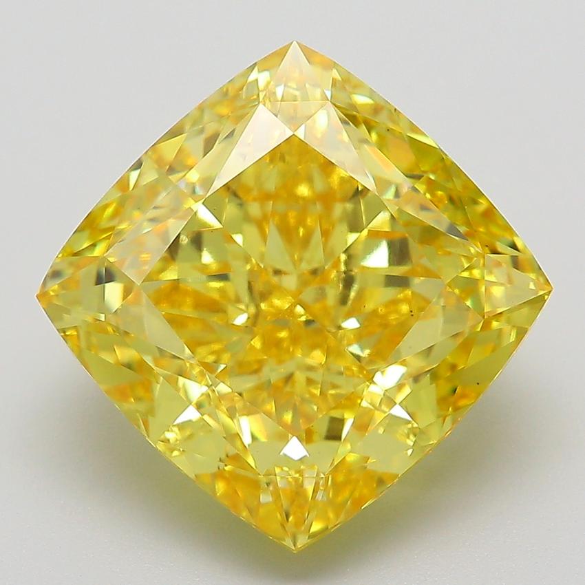 9.01 Ct. Fancy Vivid  Yellow Cushion Lab Grown Diamond