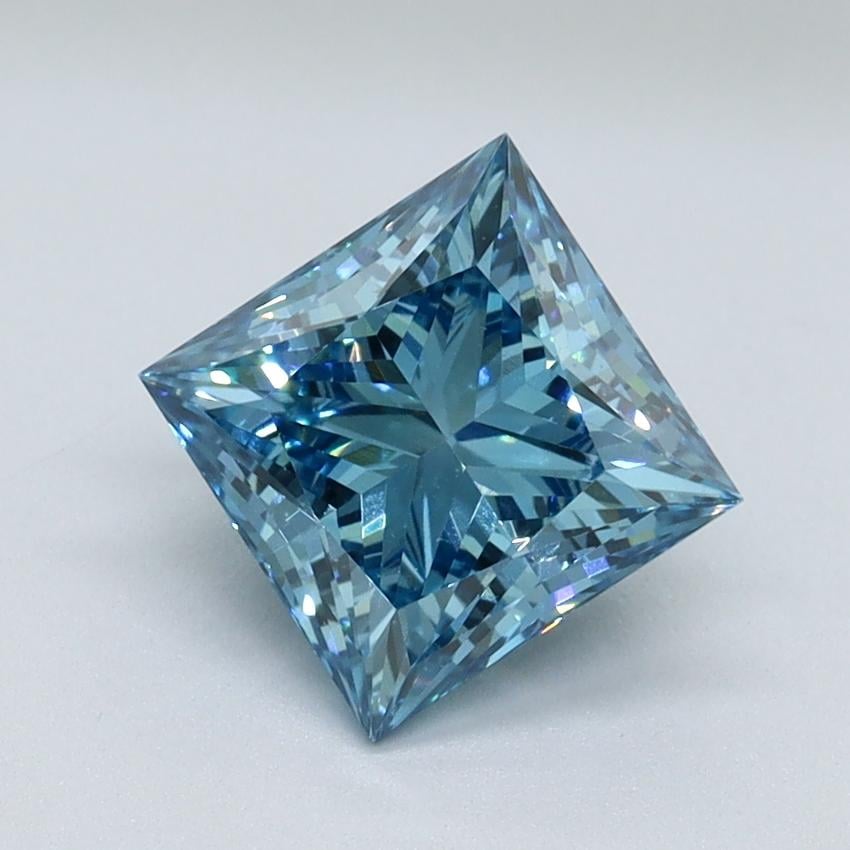 1.59 Ct. Fancy Vivid Malibu Blue Princess Lab Grown Diamond