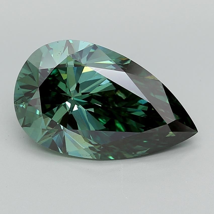 7.03 Ct. Fancy Vivid  Green Pear Lab Grown Diamond