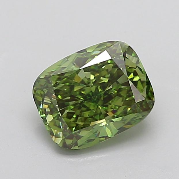 2.57 Ct. Fancy Vivid  Green Cushion Lab Grown Diamond