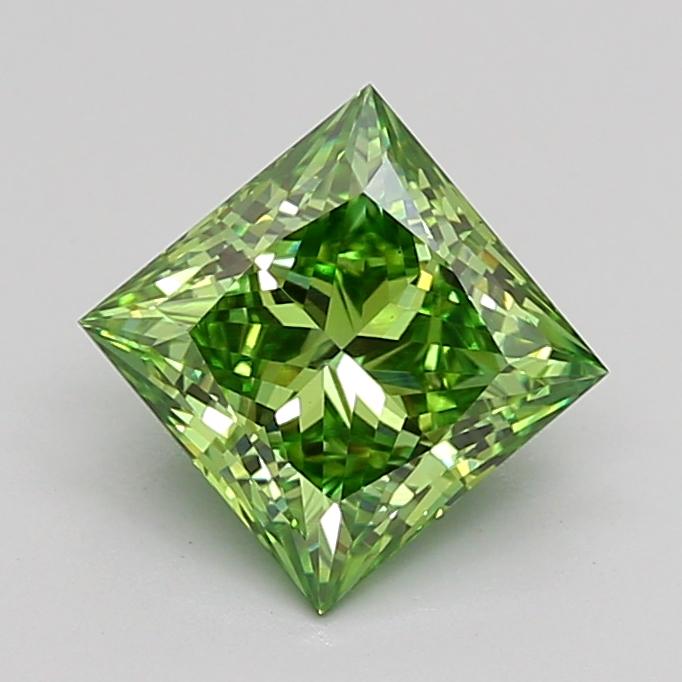 1.55 Ct. Fancy Vivid Green Princess Lab Grown Diamond