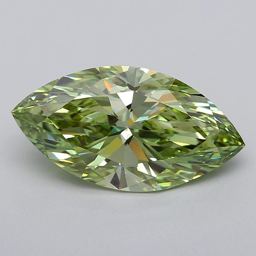 7.02 Ct. Fancy Vivid  Green Marquise Lab Grown Diamond