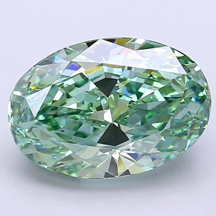 3.72 Ct. Fancy Vivid Green Oval Lab Grown Diamond