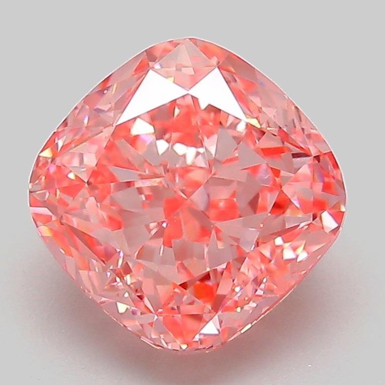 3.09 Ct. Fancy Vivid Pink Cushion Lab Grown Diamond