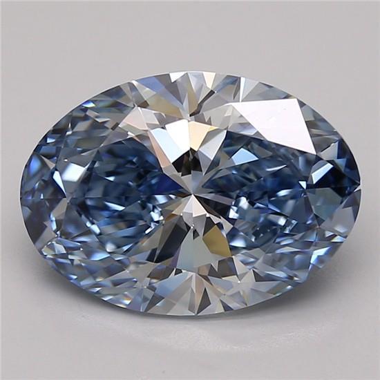 4.14 Ct. Fancy Vivid Blue Oval Lab Grown Diamond
