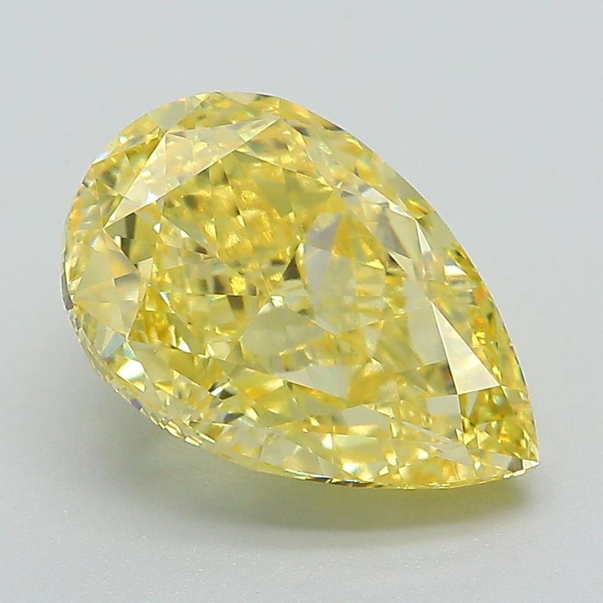 4.14 Ct. Fancy Vivid Yellow Pear Lab Grown Diamond