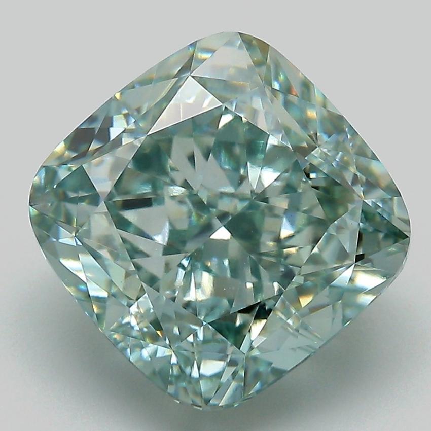 6.50 Ct. Fancy Vivid Green Cushion Lab Grown Diamond