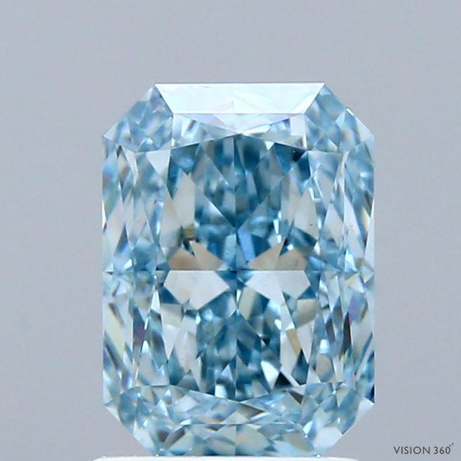 2.02 Ct. Fancy Vivid Greenish Blue Radiant Lab Grown Diamond