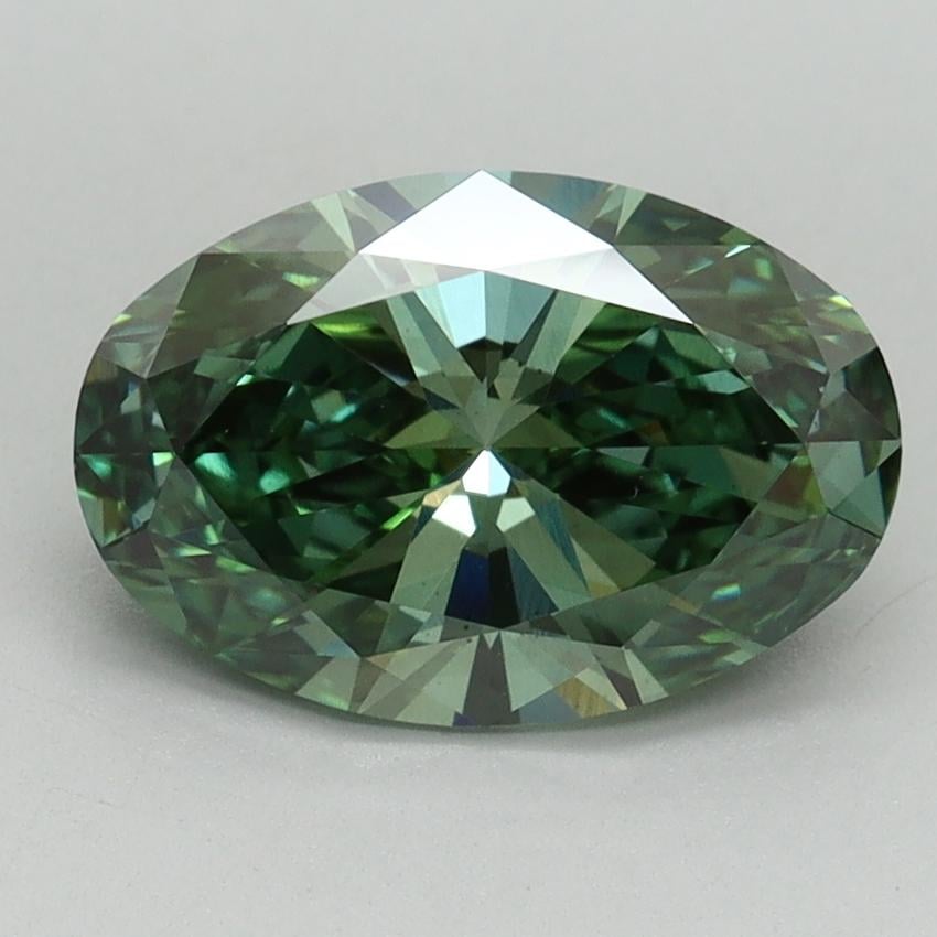 2.08 Ct. Fancy Vivid Pacific Green Oval Lab Grown Diamond