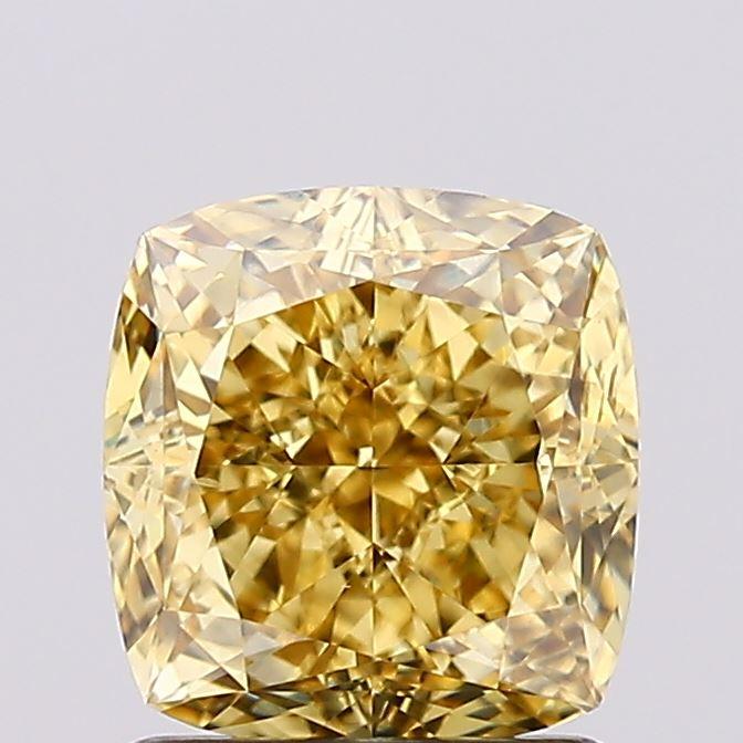1.58 Ct. Fancy Vivid Yellow Cushion Lab Grown Diamond