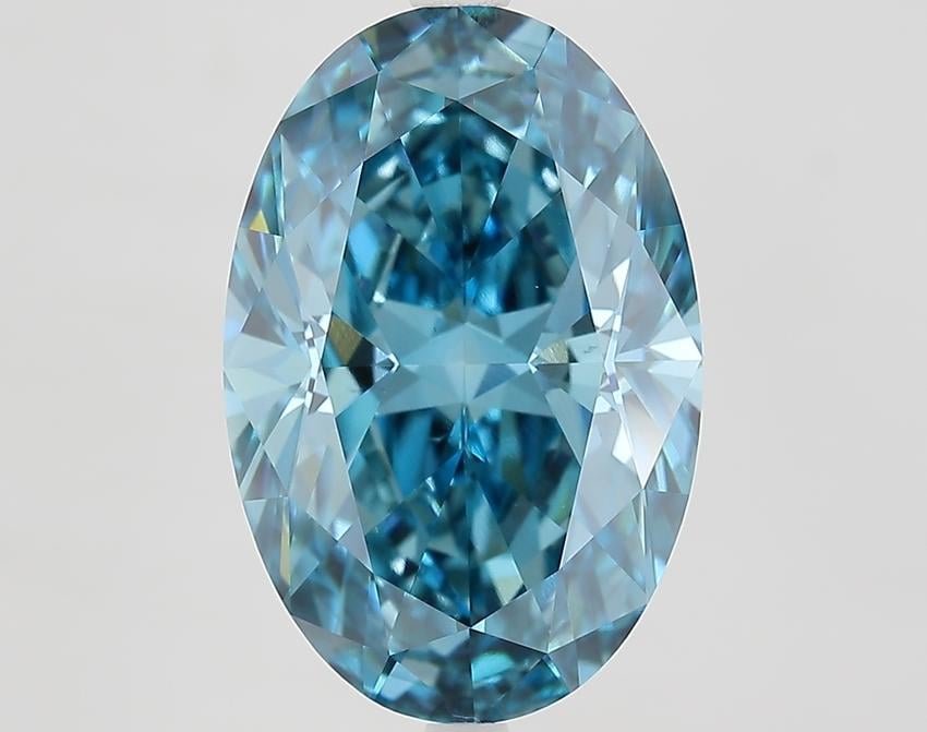 7.02 Ct. Fancy Vivid Blue Oval Lab Grown Diamond
