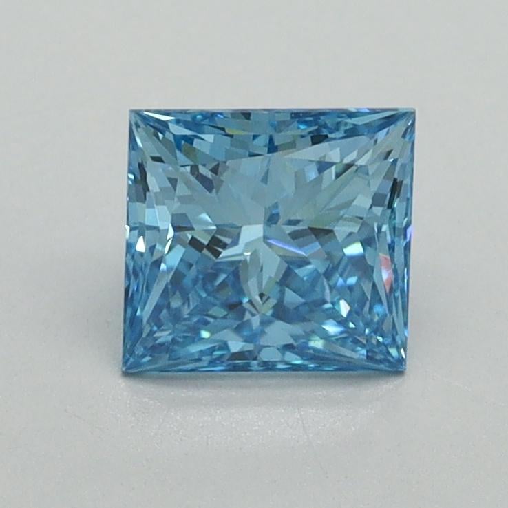 0.91 Ct. Fancy Vivid Blue Princess Lab Grown Diamond