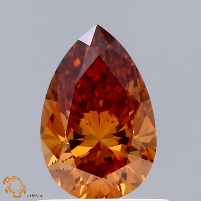 0.59 Ct. Fancy Vivid  Orange Pear Lab Grown Diamond