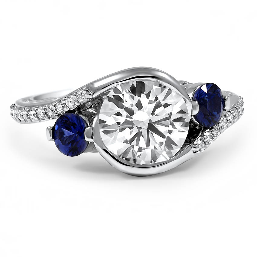 Custom Filigree Sapphire and Diamond Cascade Ring