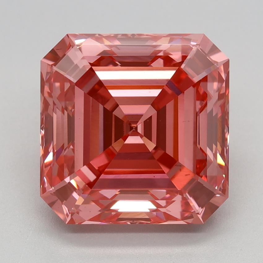 4.09 Ct. Fancy Vivid Pink Asscher Lab Grown Diamond