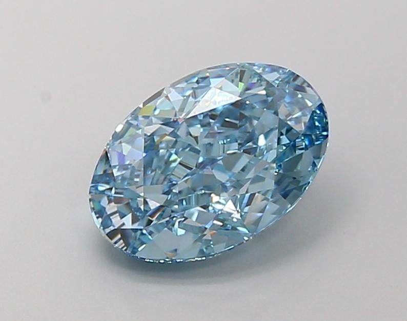 3.71 Ct. Fancy Vivid  Blue Oval Lab Grown Diamond