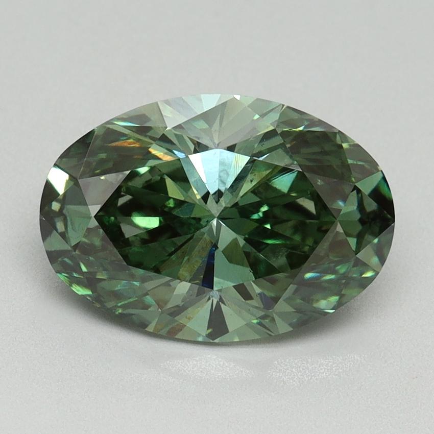 3.03 Ct. Fancy Vivid Green Oval Lab Grown Diamond