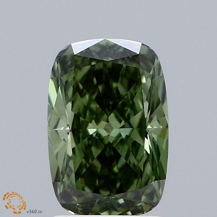 1.77 Ct. Fancy Vivid  Green Cushion Lab Grown Diamond