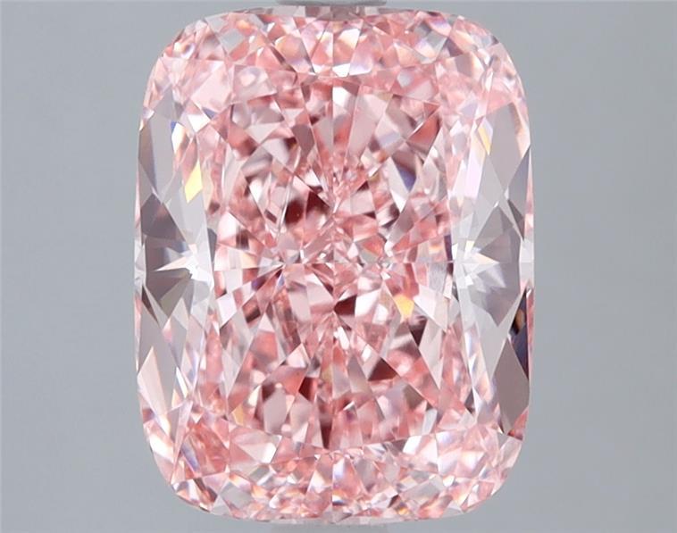 3.04 Ct. Fancy Vivid Pink Cushion Lab Grown Diamond