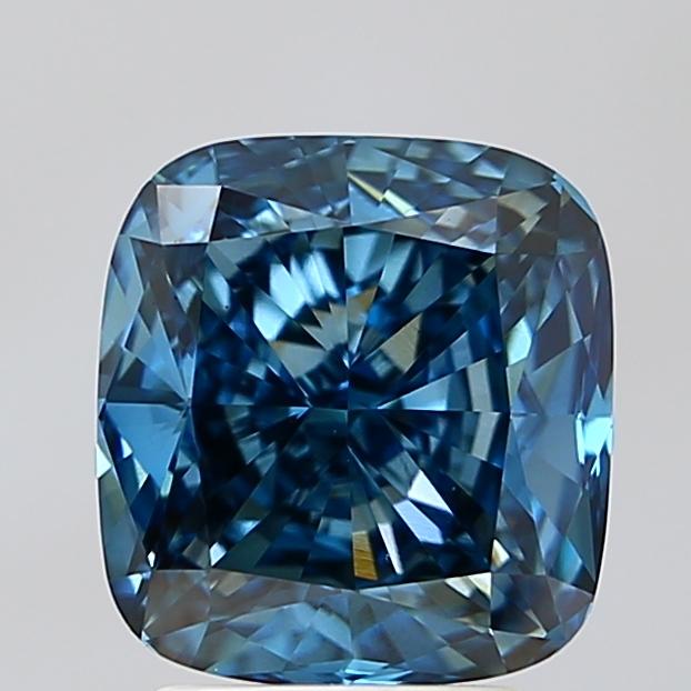3.35 Ct. Fancy Vivid Blue Cushion Lab Grown Diamond
