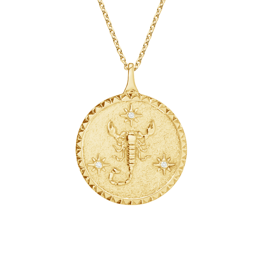 Diamond Accented Scorpio Zodiac Necklace 