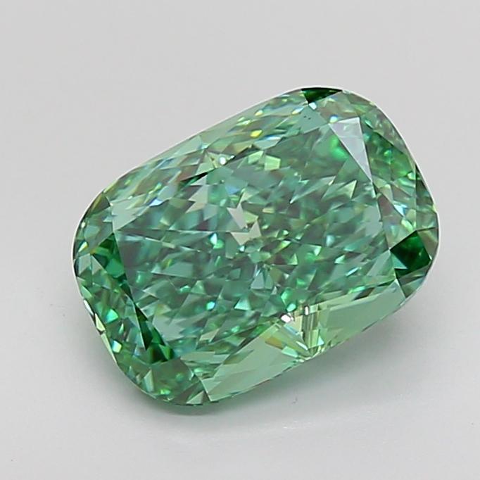 4.01 Ct. Fancy Vivid Green Cushion Lab Grown Diamond