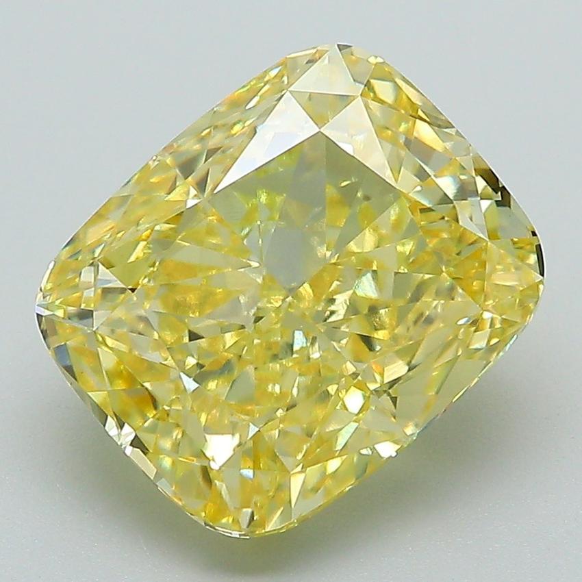 5.01 Ct. Fancy Vivid Yellow Cushion Lab Grown Diamond