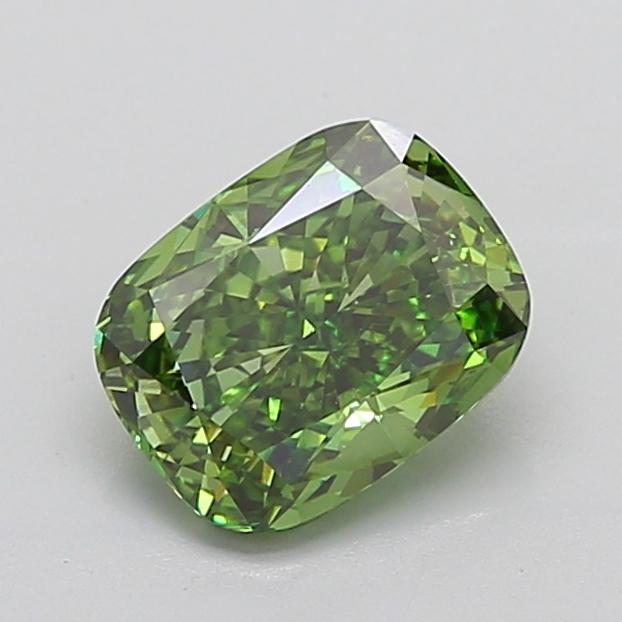 2.76 Ct. Fancy Vivid  Green Cushion Lab Grown Diamond