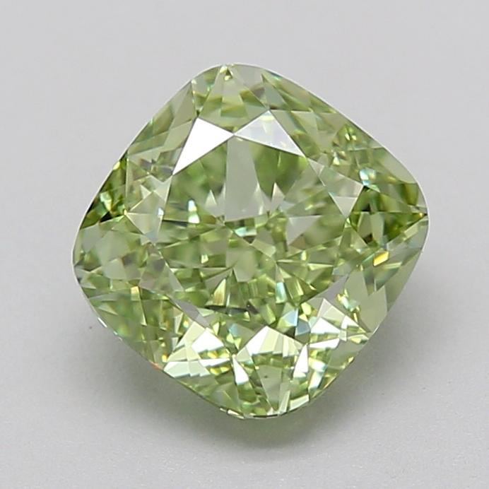 2.03 Ct. Fancy Vivid  Green Cushion Lab Grown Diamond